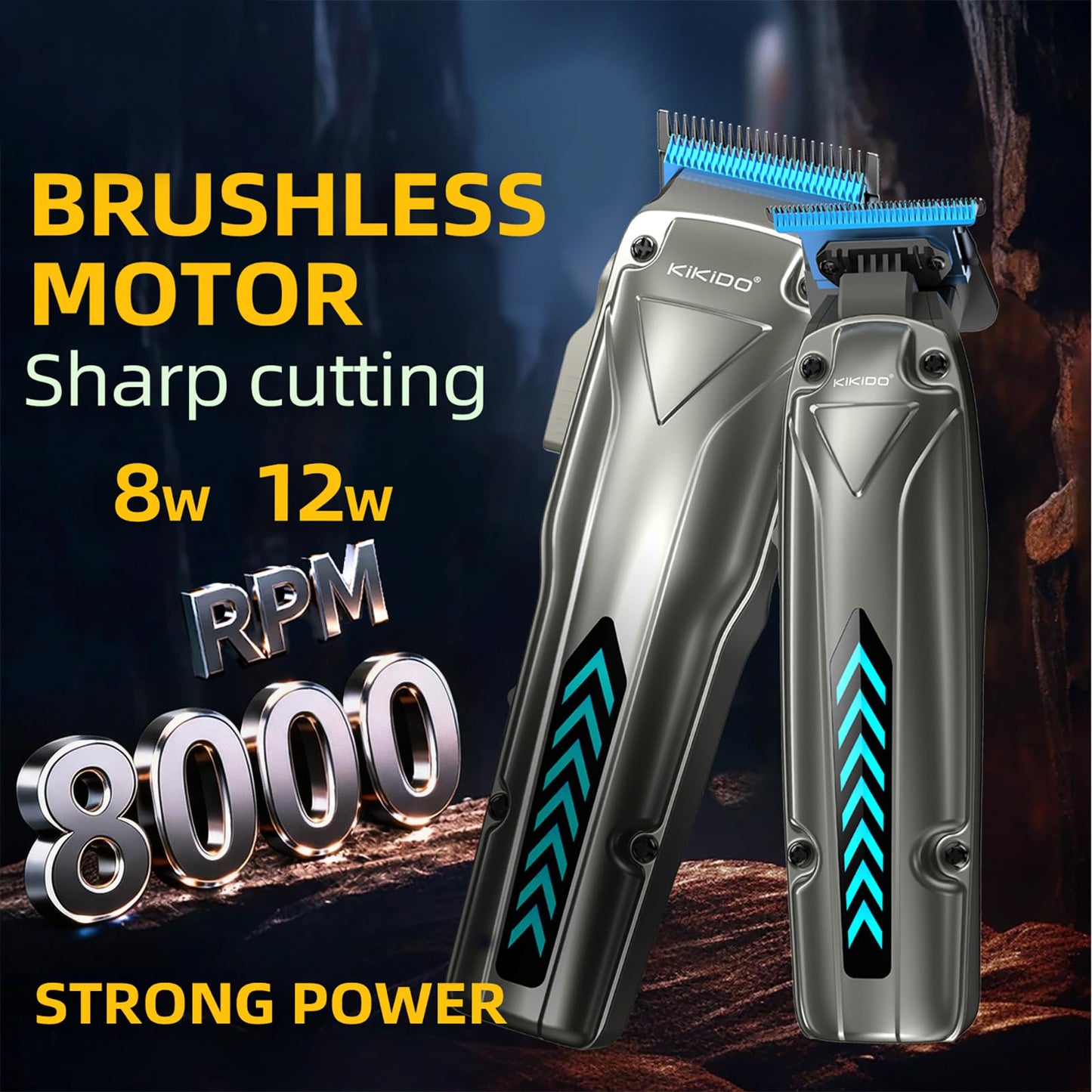 KIKIDO Professional Hair Clippers for Men, Professional Barber Clippers and Trimmer Set, Cordless Hair Clippers for Hair Cutting with Package Case, with Interchangeable Battery.