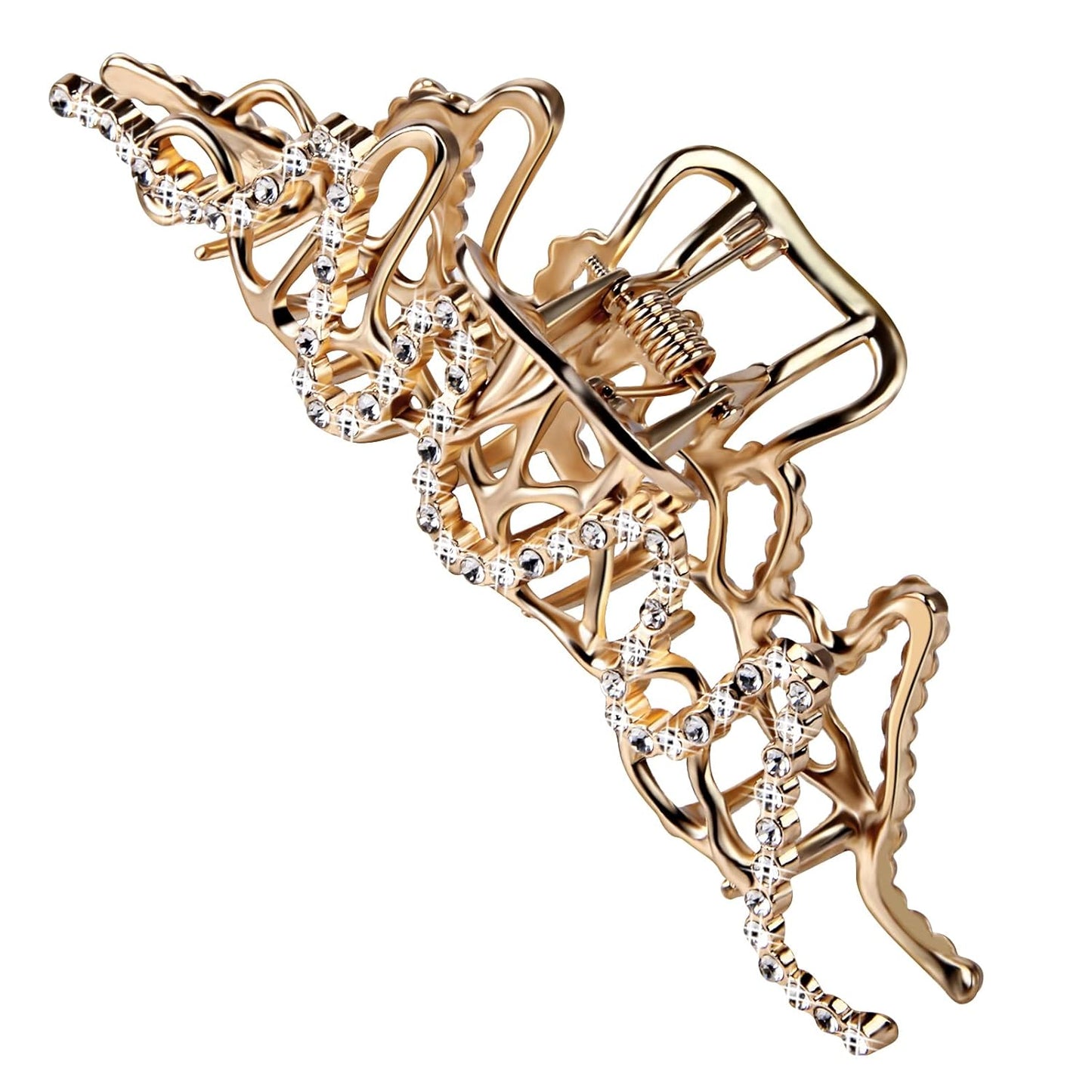 Large Hair Claw Clips for Thick Hair - Rhinestone Jumbo Jaw Clip | Strong Hold, Gold