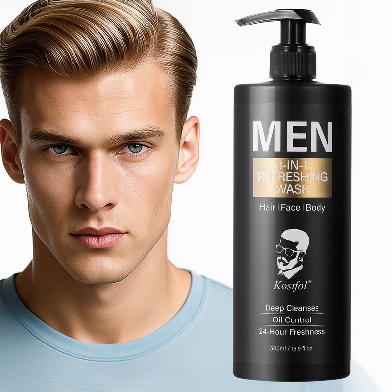 NUSPA NUSPA 3 IN 1 Clarifying Mens Shampoo Sulfate Free Hair Wash Deep Cleaning Infused with Natural Portulaca Oleracea Extract, Chamomilla Flower Extract