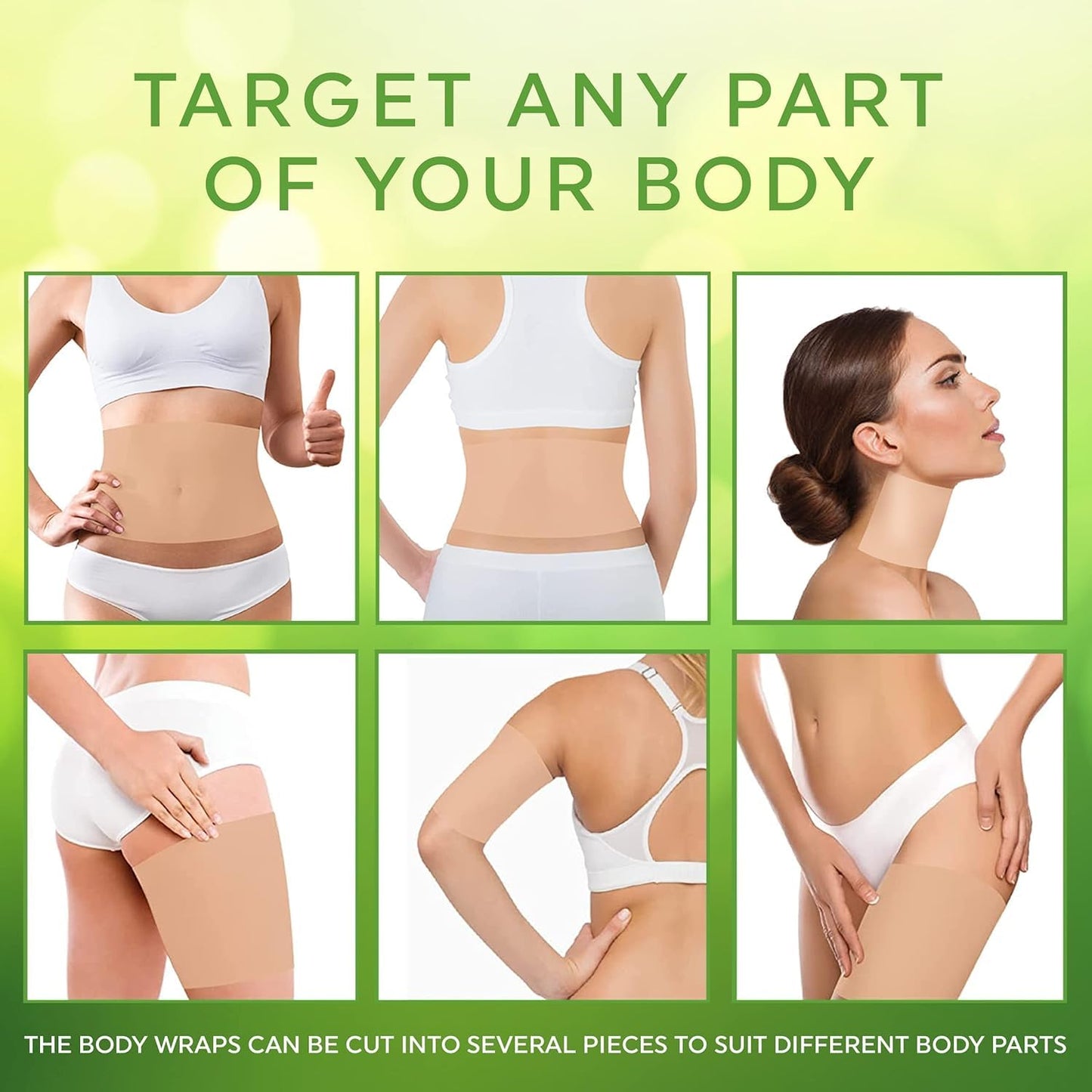 lipo applicator Ultimate Body Wrap with Guarana, Green Tea, and Seaweed Works for Stomach Belly Legs Arms Abdomen. 4 Wraps