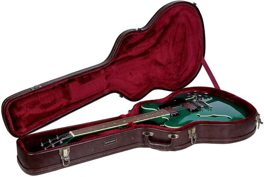 Crossrock Wooden Case for 335 Style 6-String Semi-Hollow Electric Guitars, Vintage Brown (CRW600SABR)