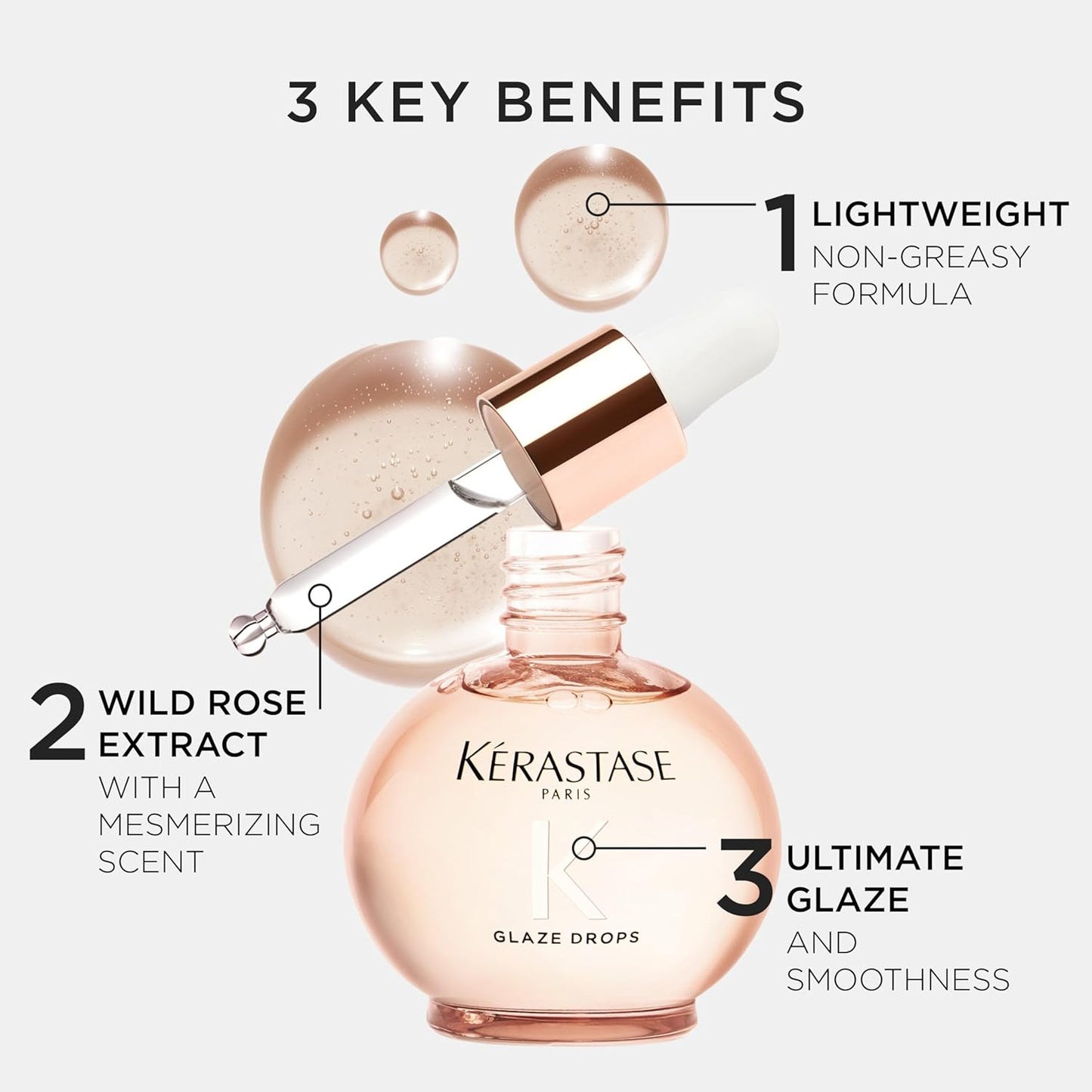 Kerastase Gloss Absolu Glaze Drops - Anti-Frizz Hair Oil for Gloss & Shine | Nourishing Hydration with Hyaluronic Acid