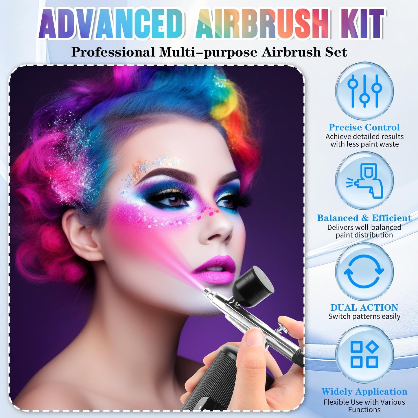 Airbrush Kit - Portable 48PSI Compressor with 0.3mm Nozzle for Nail Art, Makeup & Painting | 6000 mAh Battery