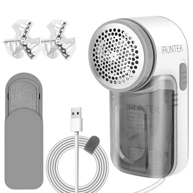 iRUNTEK Wired Fabric Lint Remover, Plug-in Lint Shaver and Brush 2 in 1,Sweater Defuzzer for Removing Fuzz, Lint Balls, Pills, Bobbles from Clothes, Furniture, Carpet, Couch