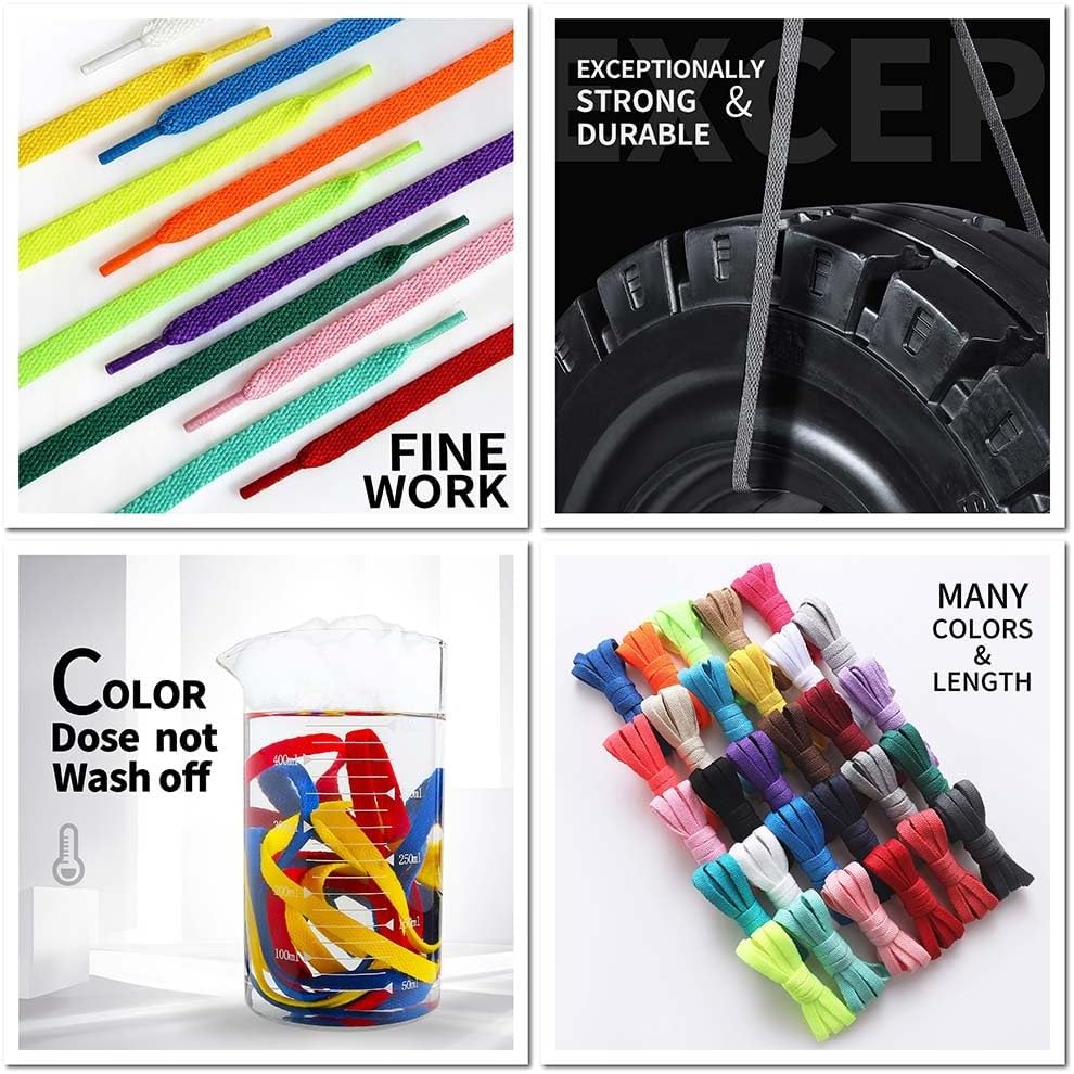 Flat Shoe Laces for Sneakers - Durable Athletic Shoelaces | Various Colors & Lengths