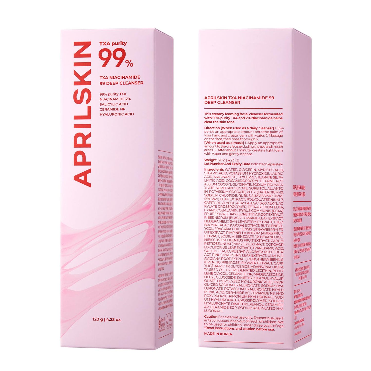 APRILSKIN TXA Niacinamide 99 Pore Care Pink Bubble Gum Deep Cleanser | 99% High-Purity TXA+Niacinamide | All-in-One Cleanser: Deep Cleansing, Blackhead Care, Pore Care, Moisturizing | 4.23 fl.oz.