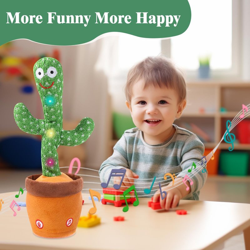 MIAODAM Dancing Cactus, Talking Cactus Baby Toy, Colorful Glowing Repeating Cactus Toy for Baby Toddler, Singing Cactus Toy 10 Pcs Songs Repeats What You Say for Baby Toy Gift Mimicking