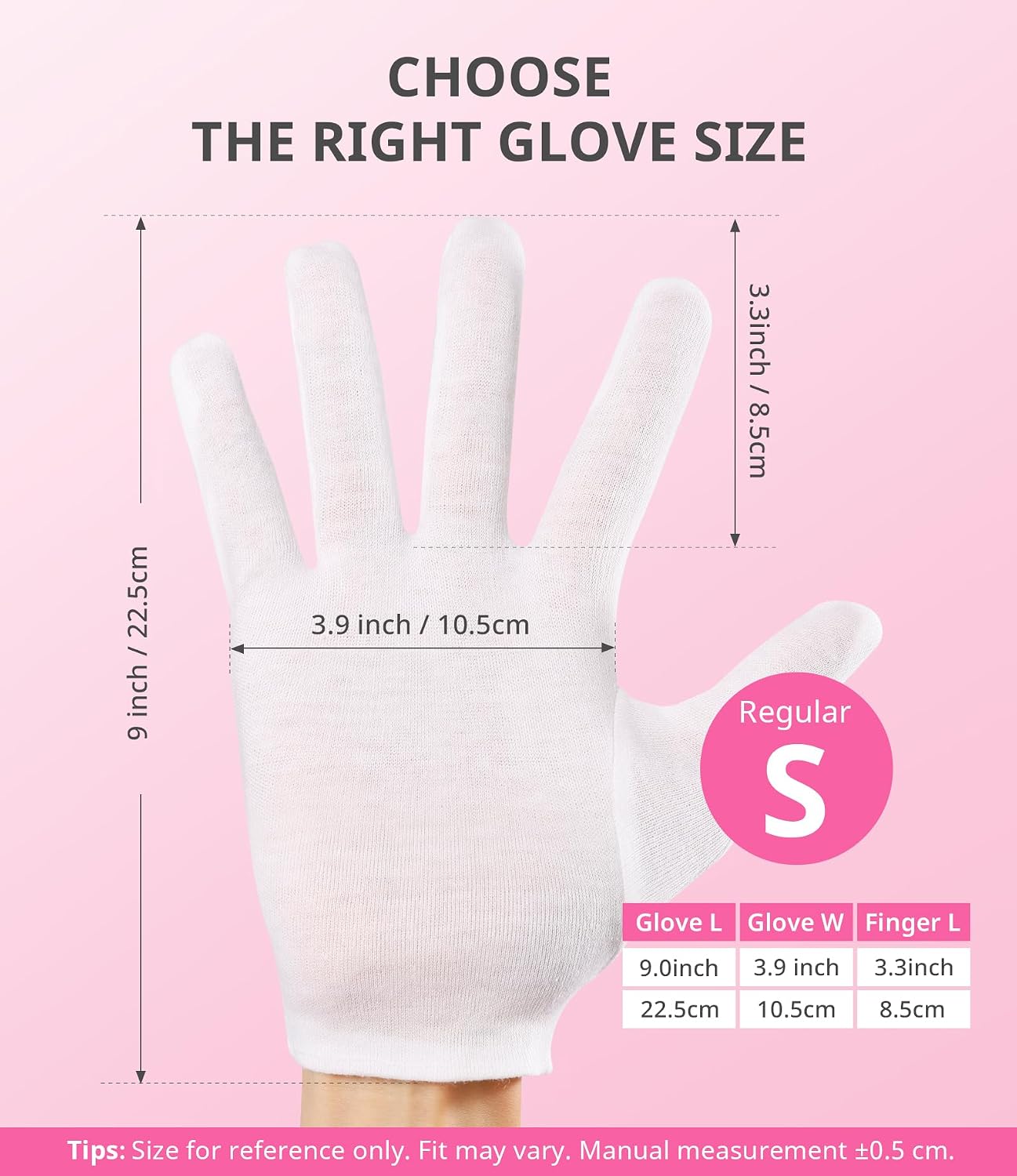 White Cotton Gloves for Moisturizing SPA | 2 Pairs with Laundry Bag for Dry Hands & Eczema - Regular Size