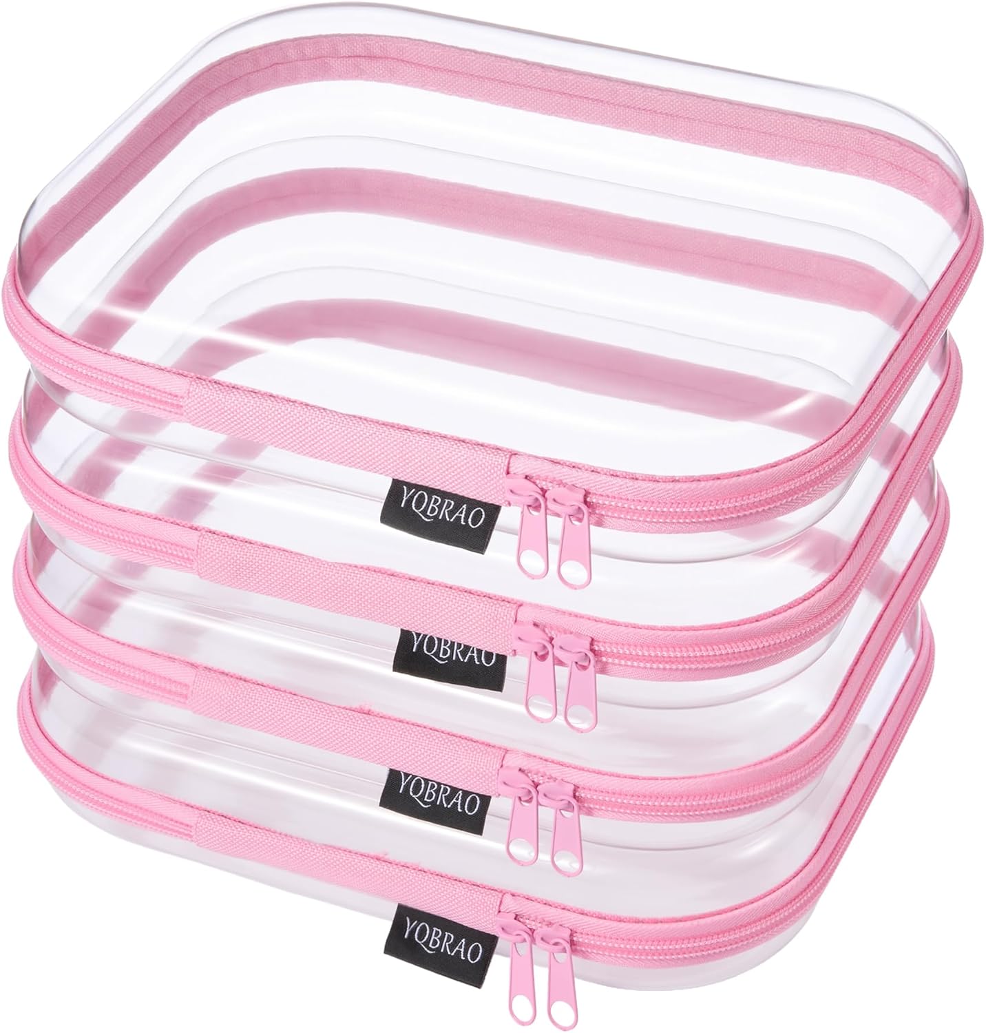 Clear Hard Shell Zipper Case Set - 6 Pack Heavy Duty Crush-Proof Diaper Bag Organizer Pouches | TSA Approved Travel Makeup & Toiletries Bags (2L, 2M, 2S)