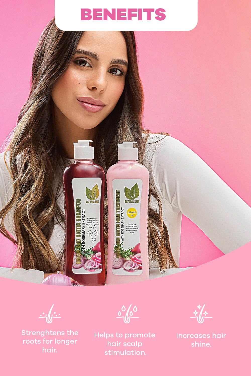 Natural Sant Onion & Rosemary Shampoo & Leave-In Treatment Set with Biotin
