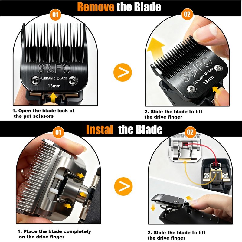 Dog Grooming Clipper Blades Replacement Compatible with Andis Dog Clippers,Most OsterA5, Wahl KM Series Pet Clippers (Black(3FC))