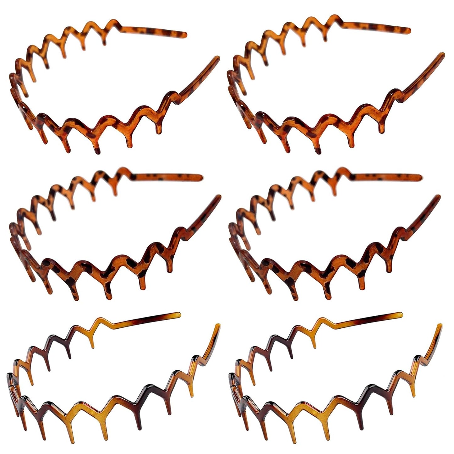 Zig Zag Shark Tooth Headbands - Trendy U-Shaped Hair Bands for Women & Girls | 6-Pack Stylish Accessory
