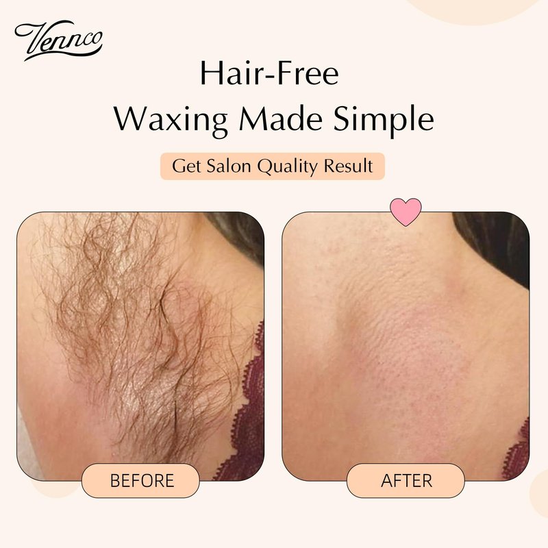 VENNCO 2.5 LB White Hard Wax Beads for Hair Removal – Unscented Stripless Wax Beads Bulk for Coarse Hair, Full Body Waxing, Bikini & Brazilian Waxing, Professional Hard Wax for Home & Salon Use