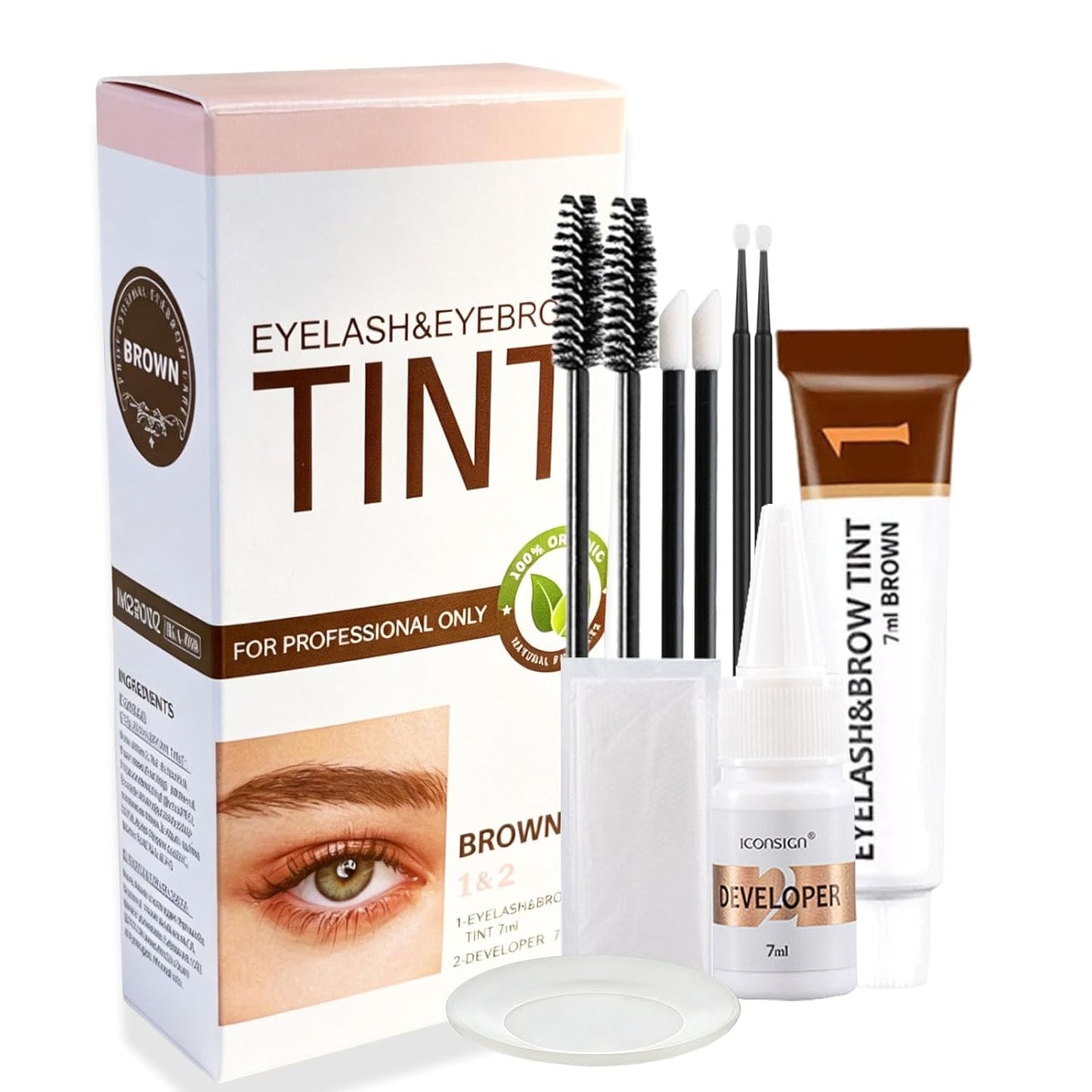 Lash & Brow Color Kit - 2-In-1 Professional Eyelash & Eyebrow Dye | Long-Lasting Results, 7ml (Brown)