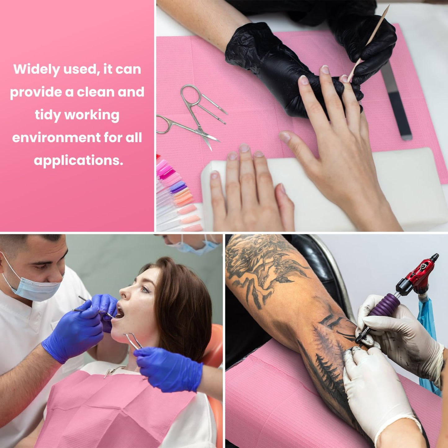 Disposable Nail Mats - 20-Pack Foldable Acrylic Nail Art Practice Sheets | 3-Ply Waterproof 13" x 18" Pink Pads