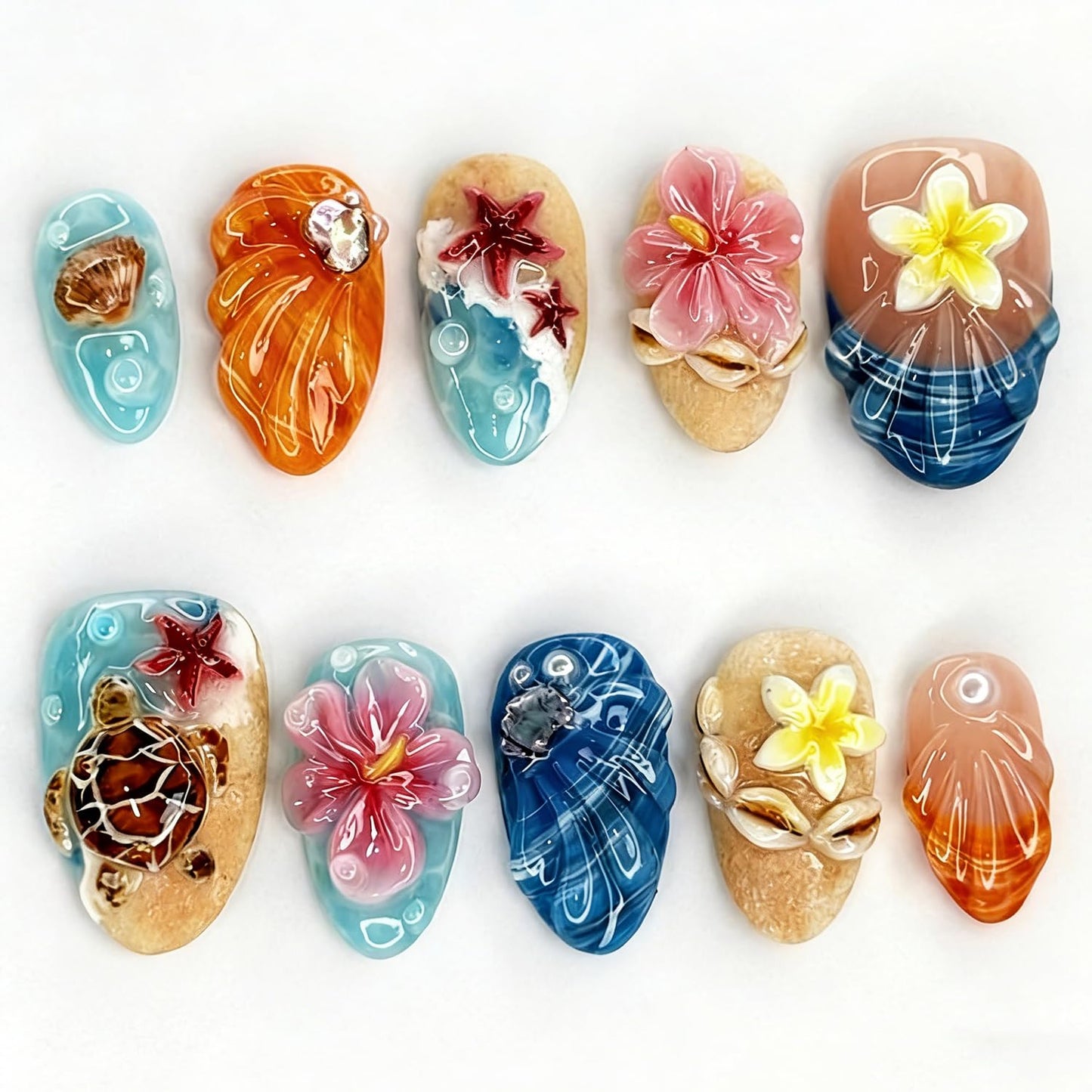 Independence Day Press-On Nails - 30Pcs Medium Almond Shape with 3D Red & Blue Bow Designs | Patriotic French Tip Full Cover