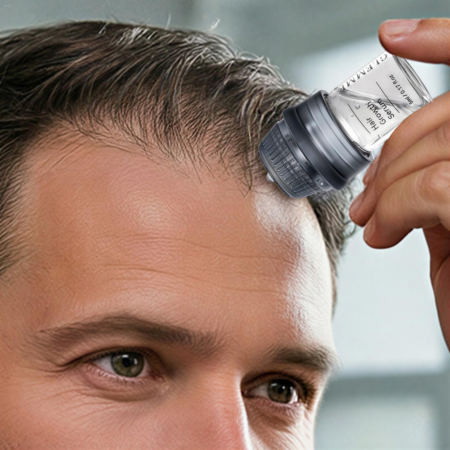 Micro Infusion System for Hair Scalp Care, Titanium Microneedle Derma Stamp with Biotin Peptides Serum, 0.25mm Cosmetic Stamp At-Home Scalp Treatment for Fuller, Thicker-Looking Hair
