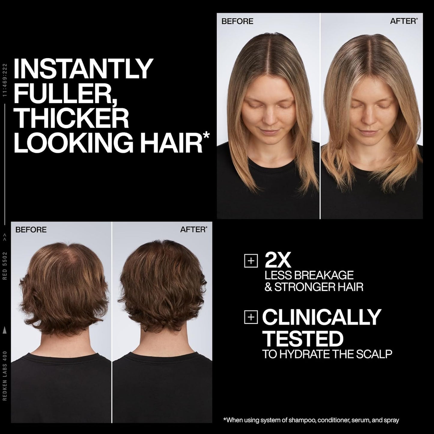 Redken Acidic Grow Full System Densifying Shampoo - Lightweight Formula for Thicker, Fuller Hair | Gentle Cleansing & Scalp Hydration