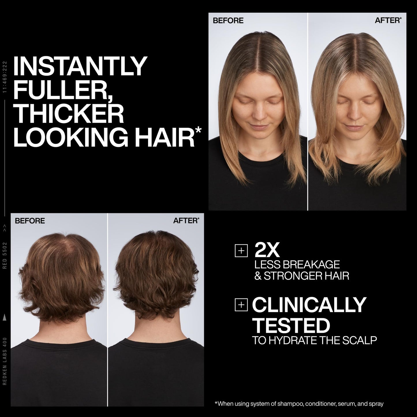 Redken Acidic Grow Full System Densifying Shampoo - Lightweight Shampoo for Fuller, Thicker-Looking Hair, Gentle Cleansing & Scalp Moisturizing, With Azelaic Acid, 10.1 Fl Oz