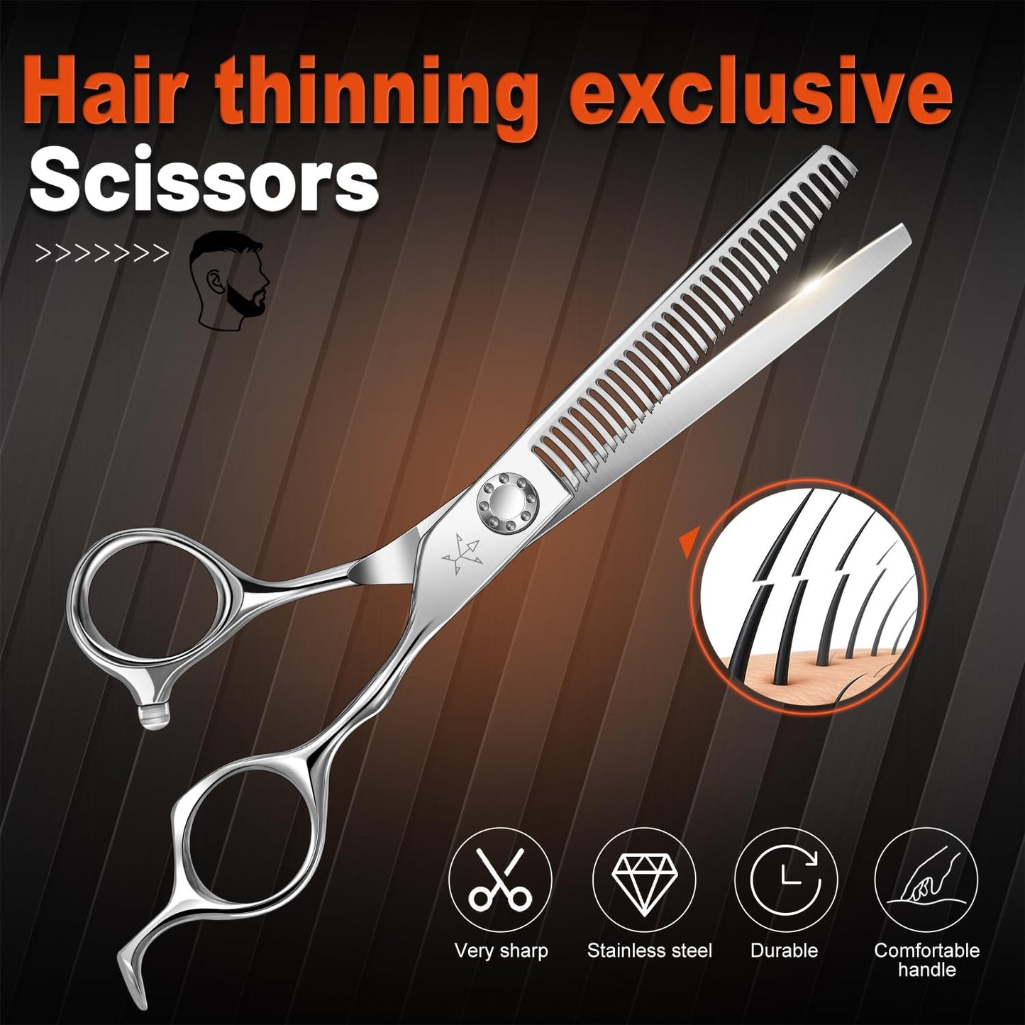 Professional Hair Thinning Scissors - 6.5 Inch Stainless Steel Texturizing Shears for Men & Women | Barber & Salon Use