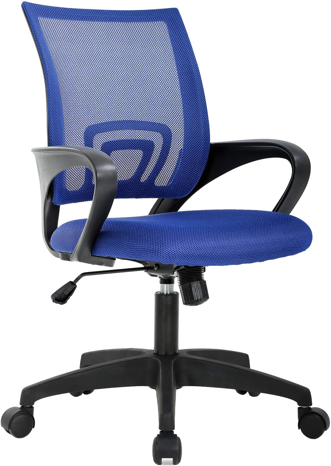 Ergonomic Office Chair - Mid-Back Swivel Desk Chair with Breathable Backrest & Lumbar Support | Adjustable Height | Black