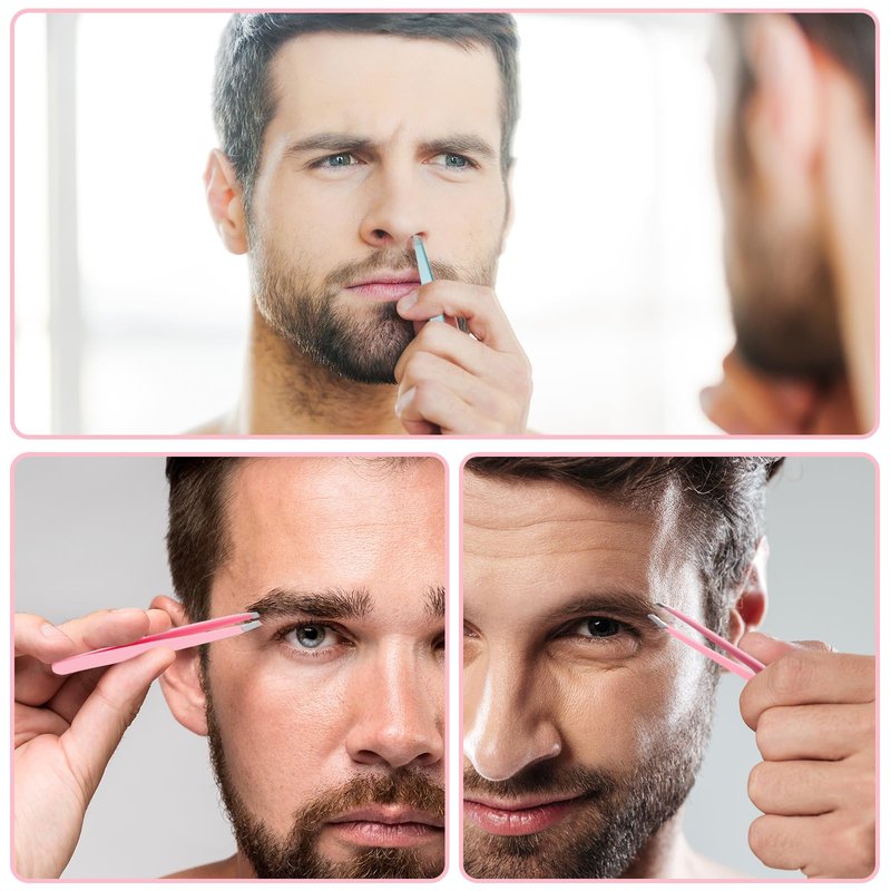 12 PCS Eyebrow Tweezers, Tweezer for Women Facial Hair Stainless Steel Double Sided Tweezer Precision Slanted Tweezers for Lash Extension Men Brow Ingrown Hair Removal(Multicolor)