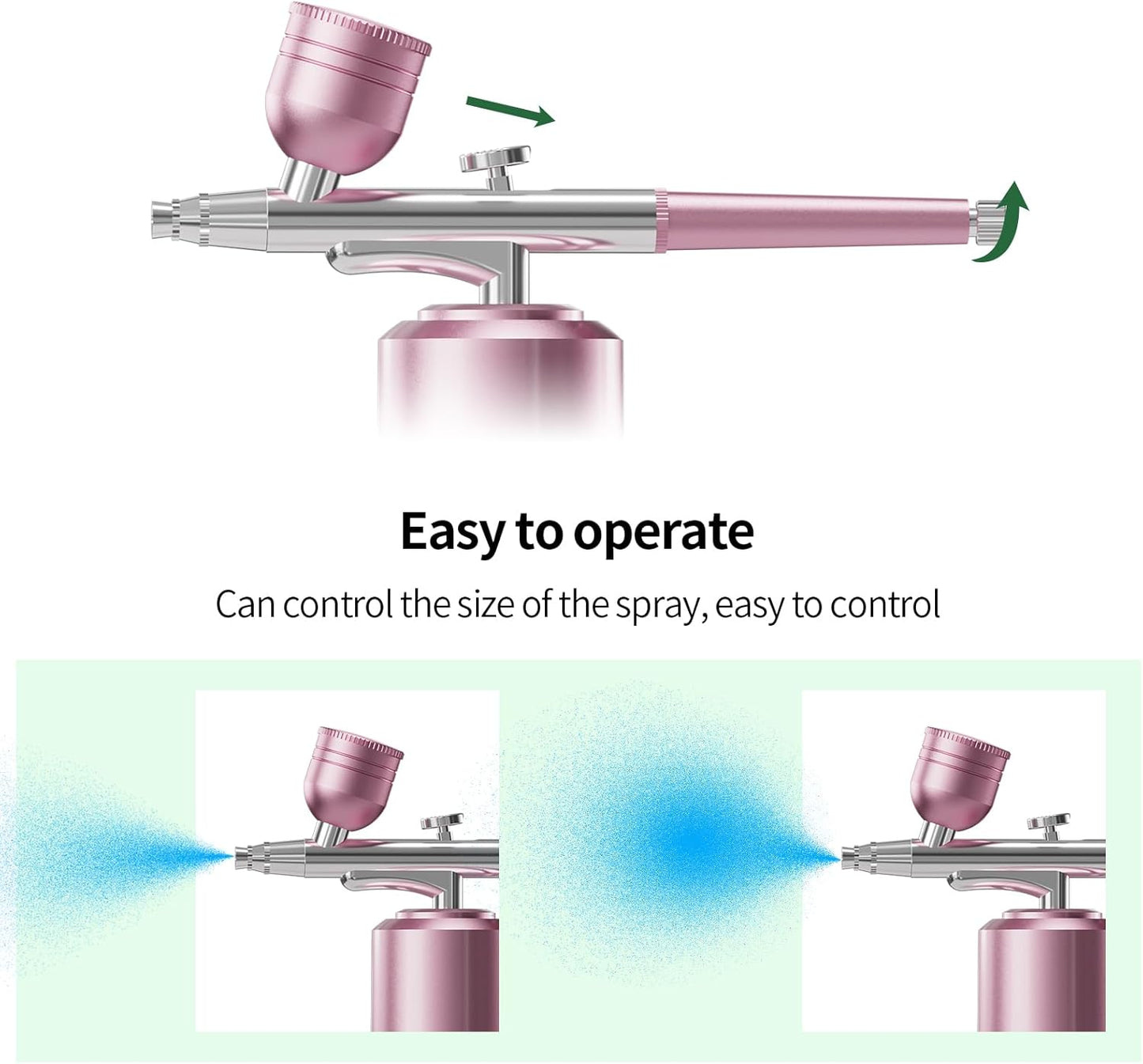 Airbrush Kit - Portable Compressor Set with 0.3mm Nozzle | Cordless Rechargeable for Makeup, Nail Art, Painting (Pink)