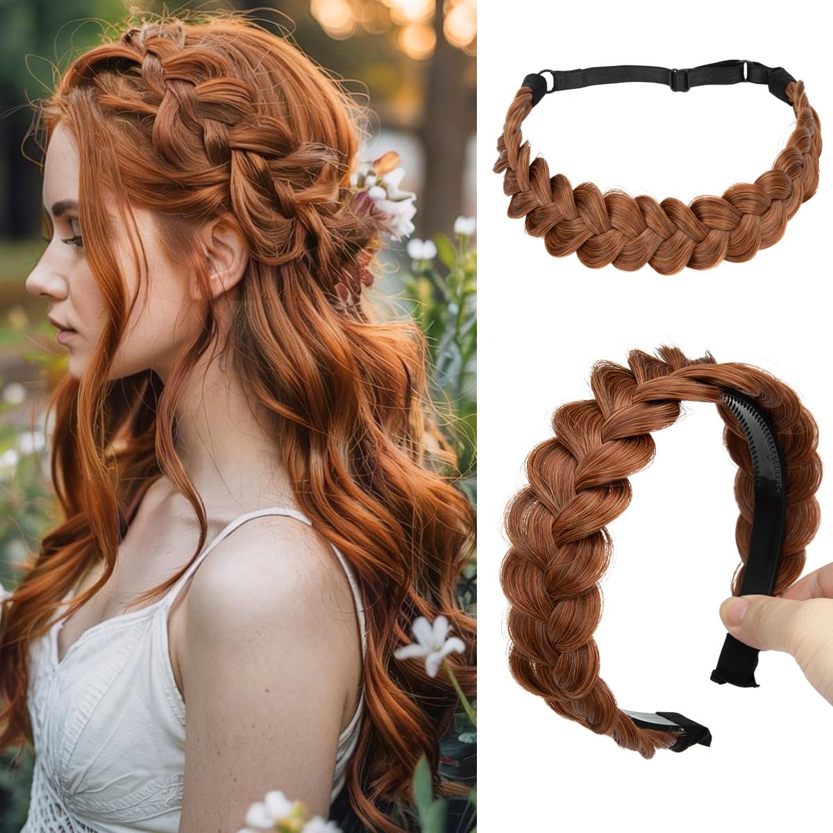 Braided Headbands for Women - Handmade Synthetic Hair Hoops | Sunny Blonde 2PC Set