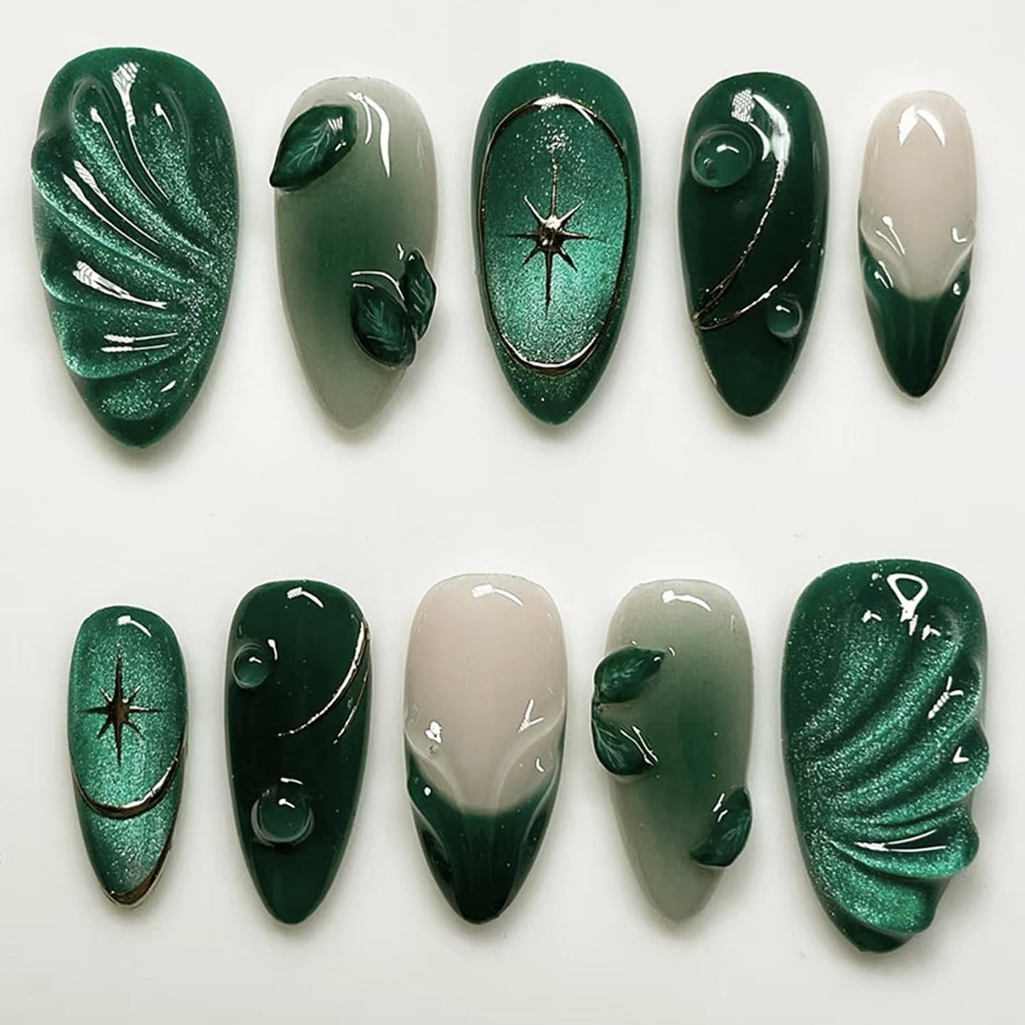 Independence Day Press-On Nails - 30Pcs Medium Almond Shape with 3D Red & Blue Bow Designs | Patriotic French Tip Full Cover