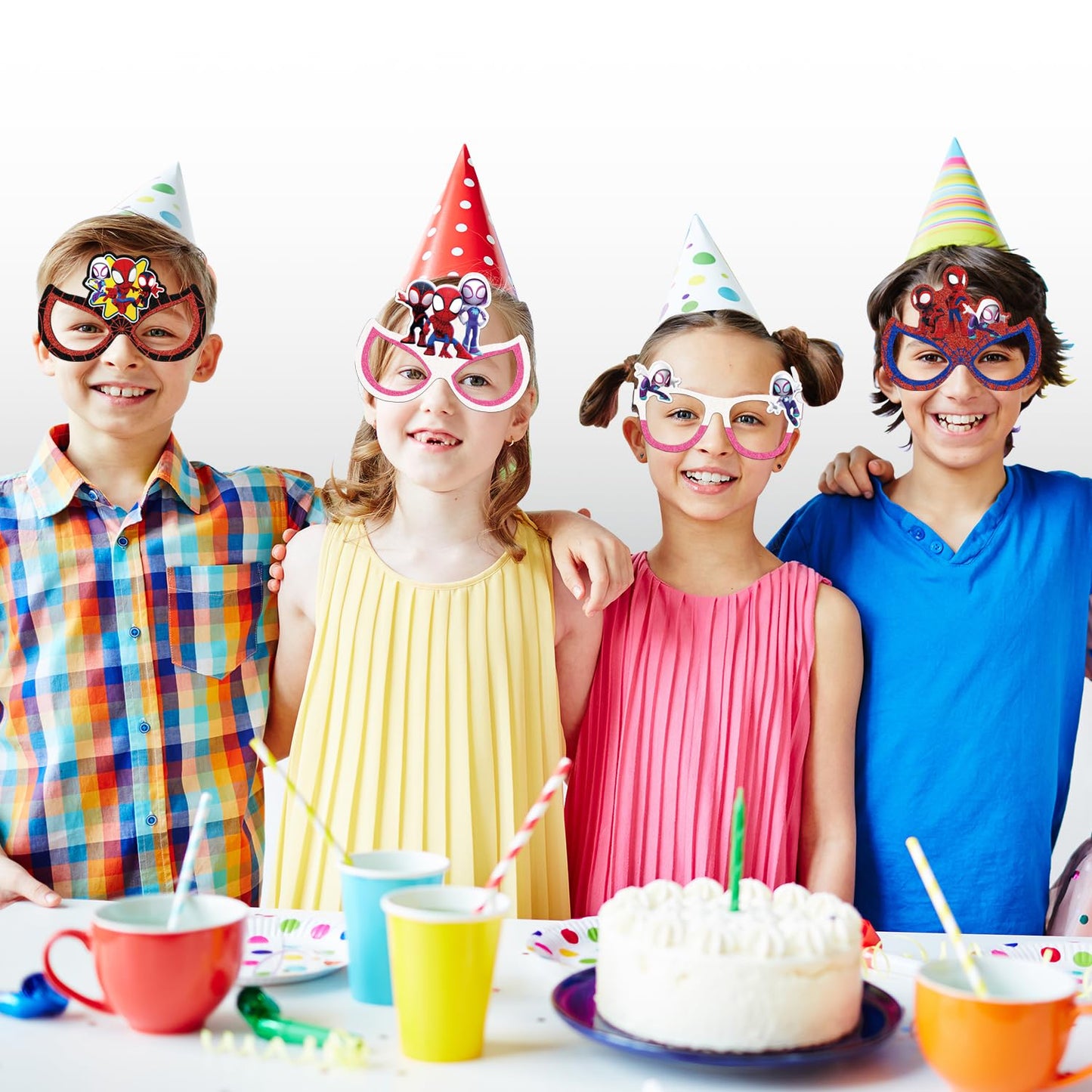 TOCKFIT 12Pcs Spider Themed Party Set: Decorative Glasses (Cosplay Style) - Ideal for Spider Themed Kids' Birthday Parties & Party Gifts