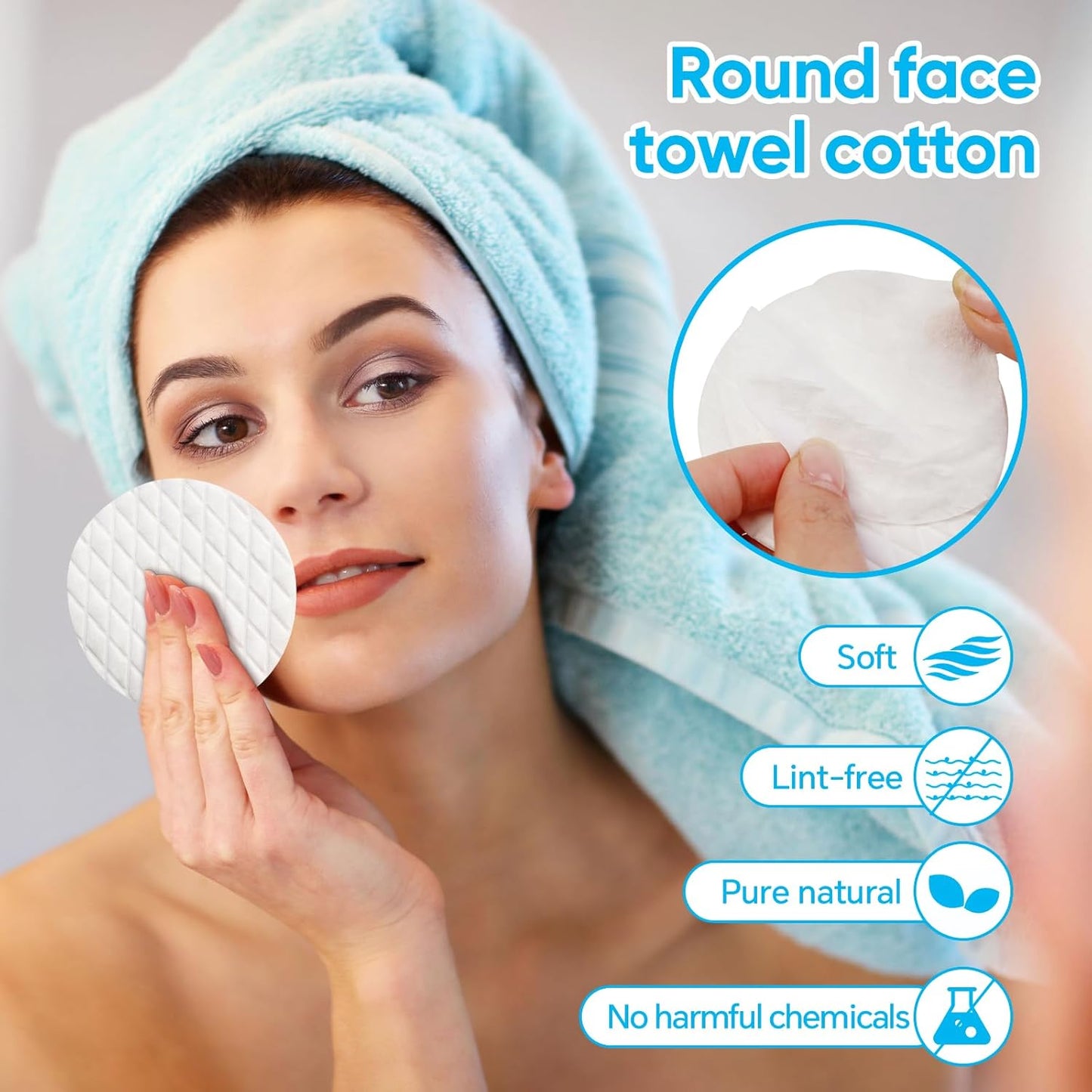 Premium Cotton Rounds - 120 Count Makeup Remover Pads | Soft, Lint-Free, 100% Cotton for Face & Nails