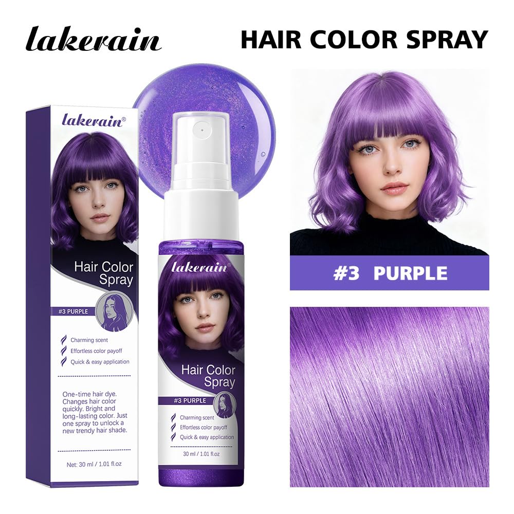 Dulele 3 Colors Temporary Hair Color Spray, Root Touch Up Hair Color Spray