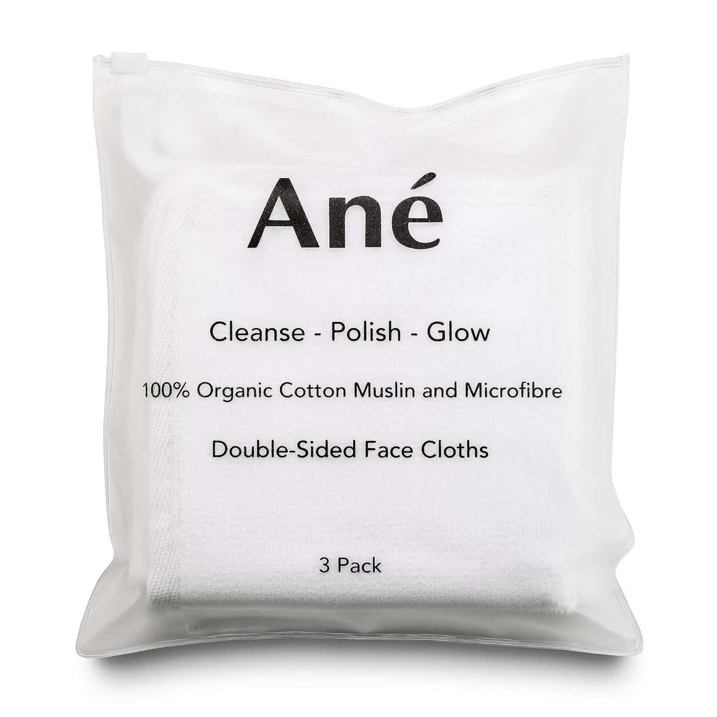 Ané Makeup Remover | 3-Pack Double-Sided Muslin & Microfiber Cleansing Cloths for Gentle Skin Care