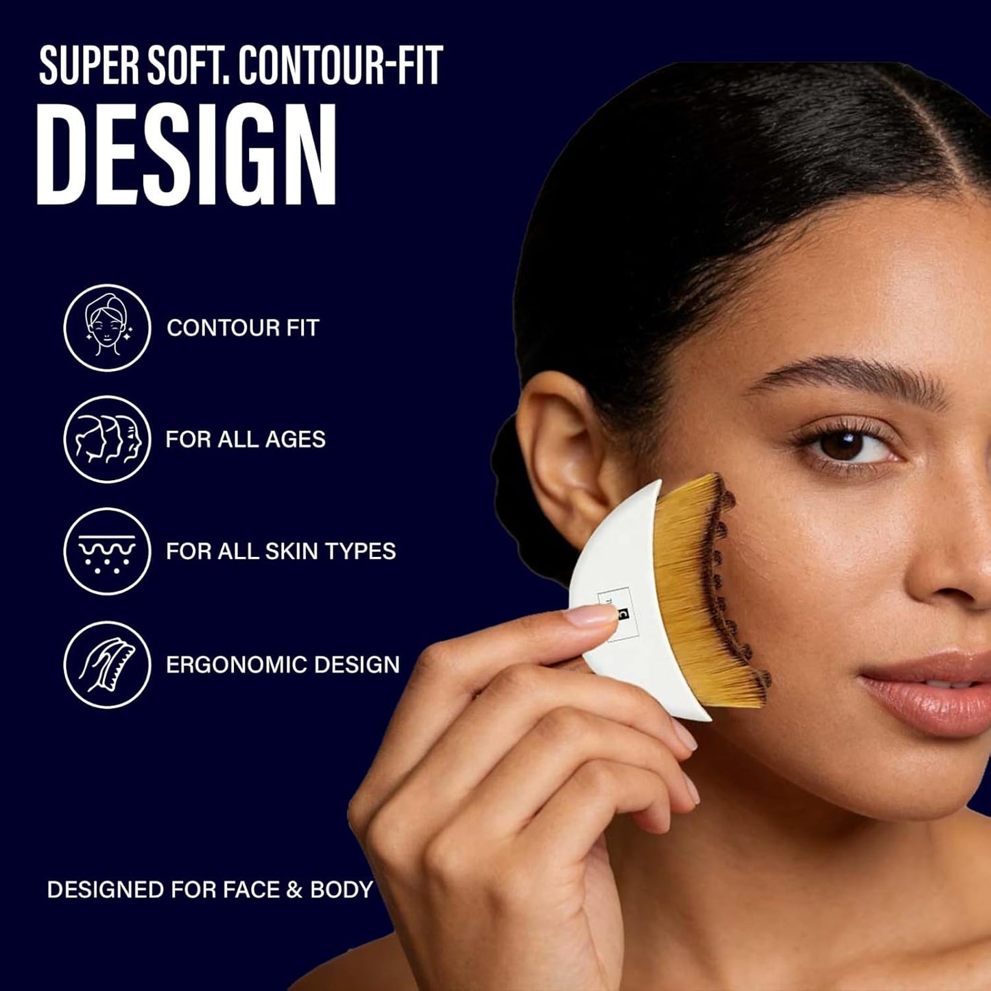 Lymphatic Contour Face Brush - Ultra Soft Bristles for Radiant Skin | Ergonomic Design for Facial Dry Brushing