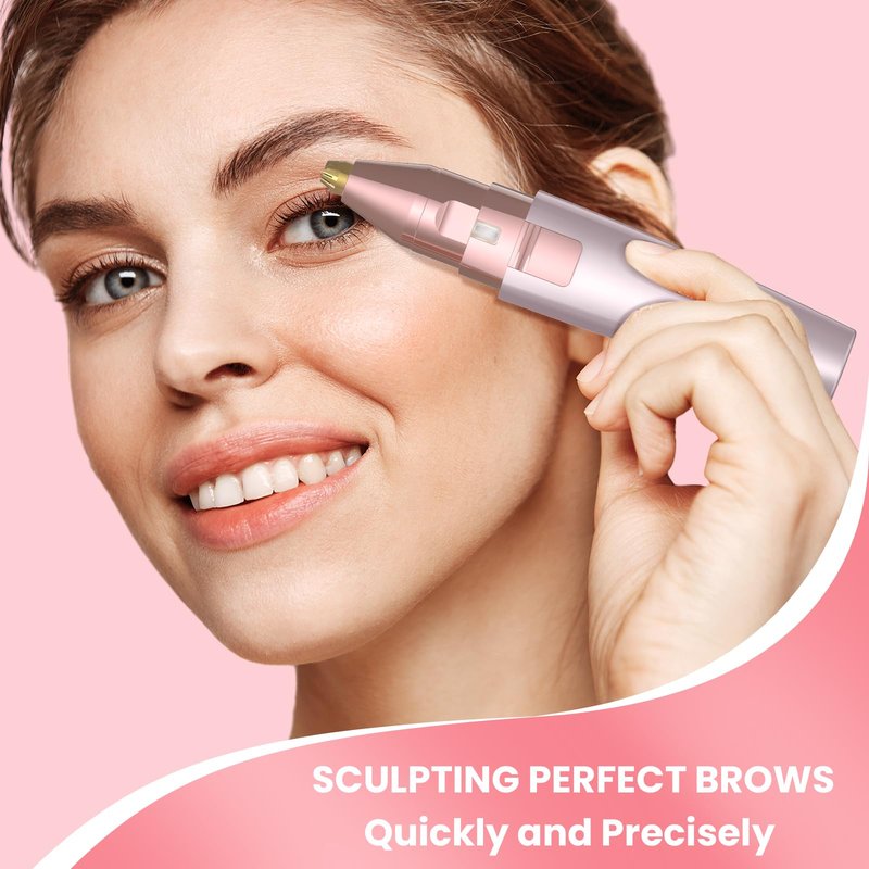 JNATER Eyebrow Facial Hair Remover - 2 in 1 Rechargeable Eyebrow Trimmer and Facial Hair Removal for Women, Painless Electric Hair Removal Device with LED Light for Face Eyebrows Peach Fuzz Lip Body