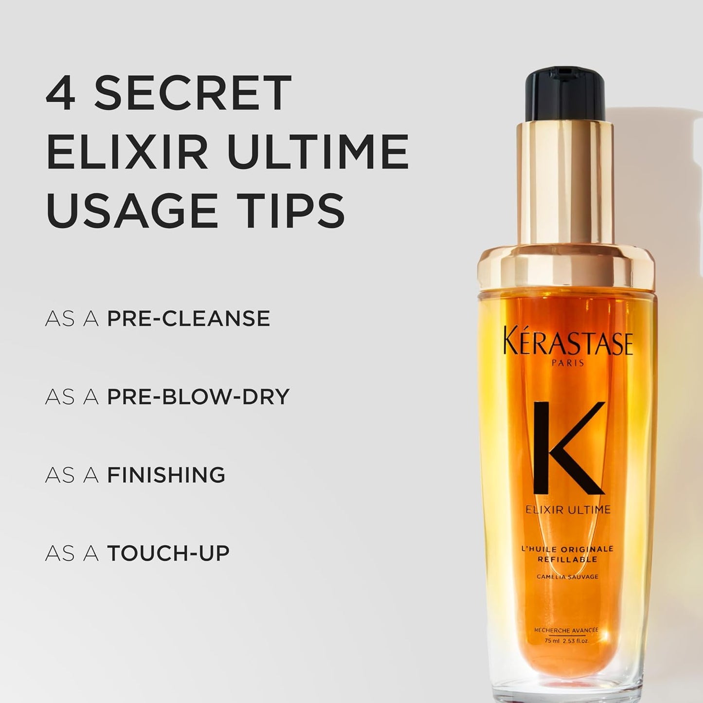 Kerastase Elixir Ultime Hair Oil - Hydrating Frizz Control & Shine Enhancer | Nourishing Wild Camellia Extract