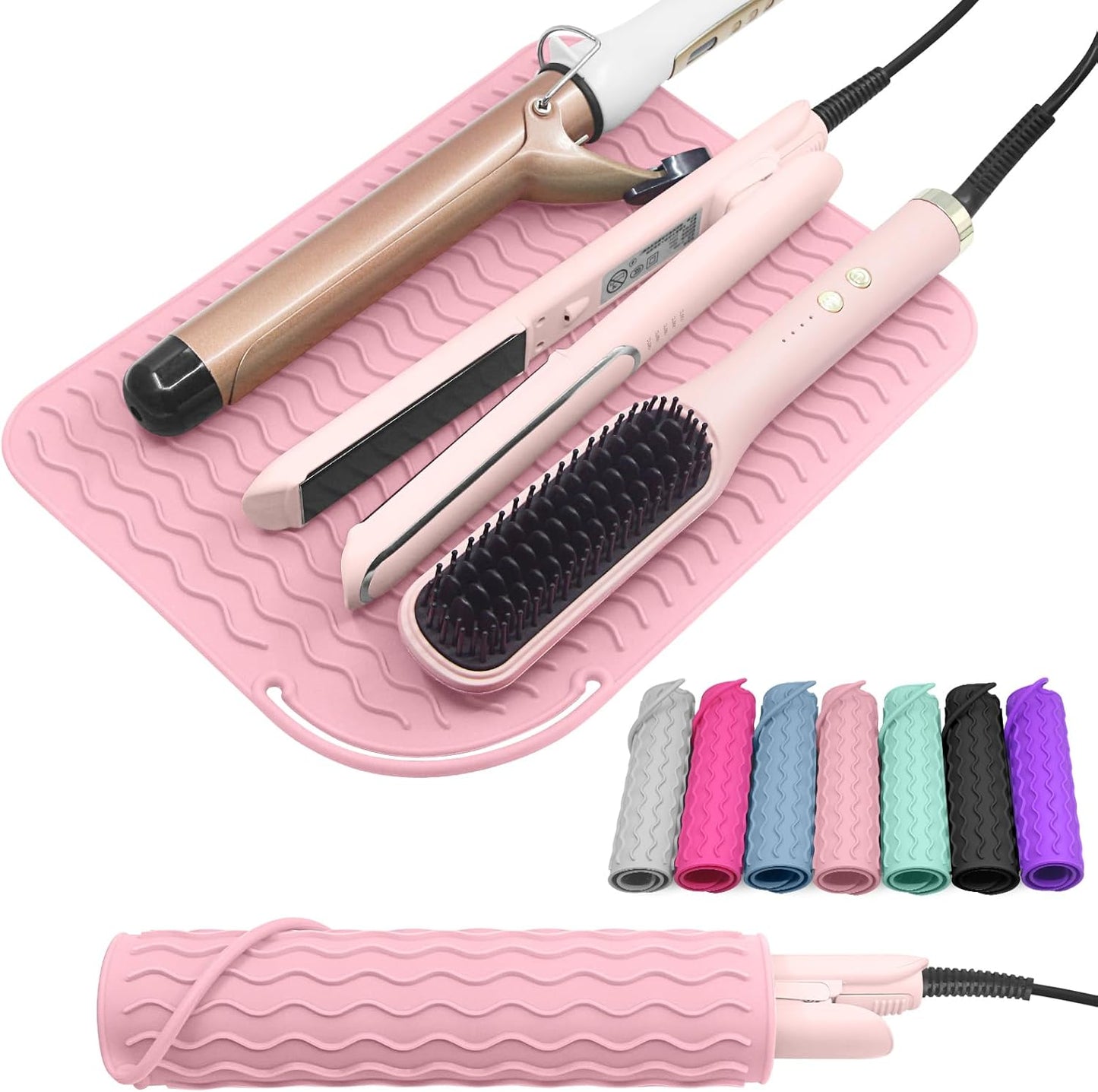 Plus Size Silicone Heat Resistant Mat - Portable Travel Pad for Curling Iron & Flat Iron | 12" x 9" Size