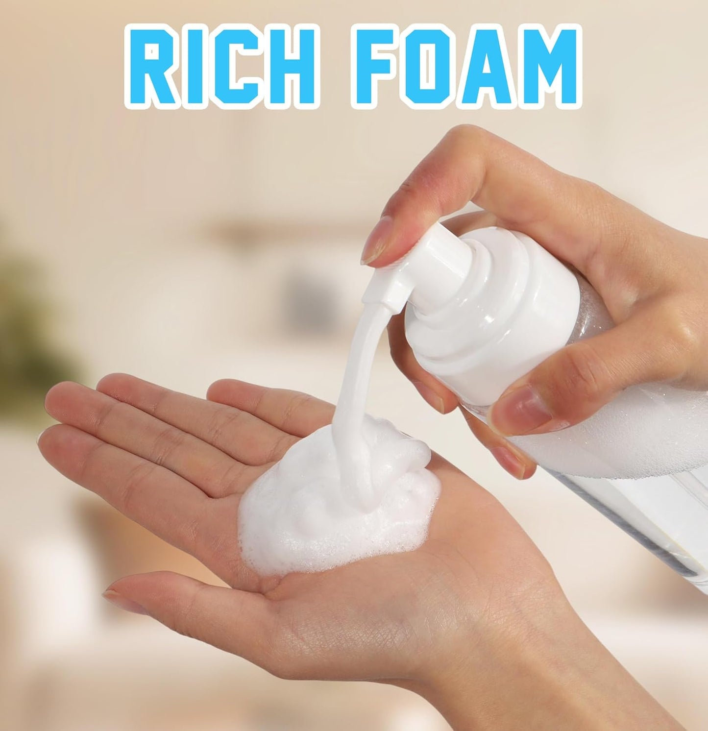 Foam Pump Bottle Set - 2PCS Travel Size Dispenser for Hand Soap, Body Wash & Shampoo | 200ml/7oz