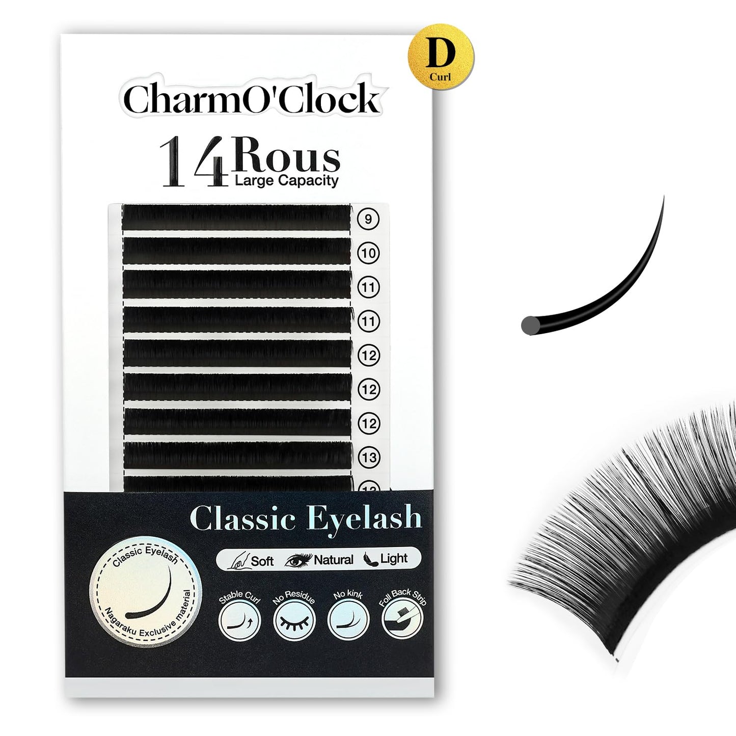 Cashmere Volume Lash Extensions - CC Curl 0.03mm Thickness | 8-16mm Mixed Length Trays, Super Matte Black Individual Eyelashes
