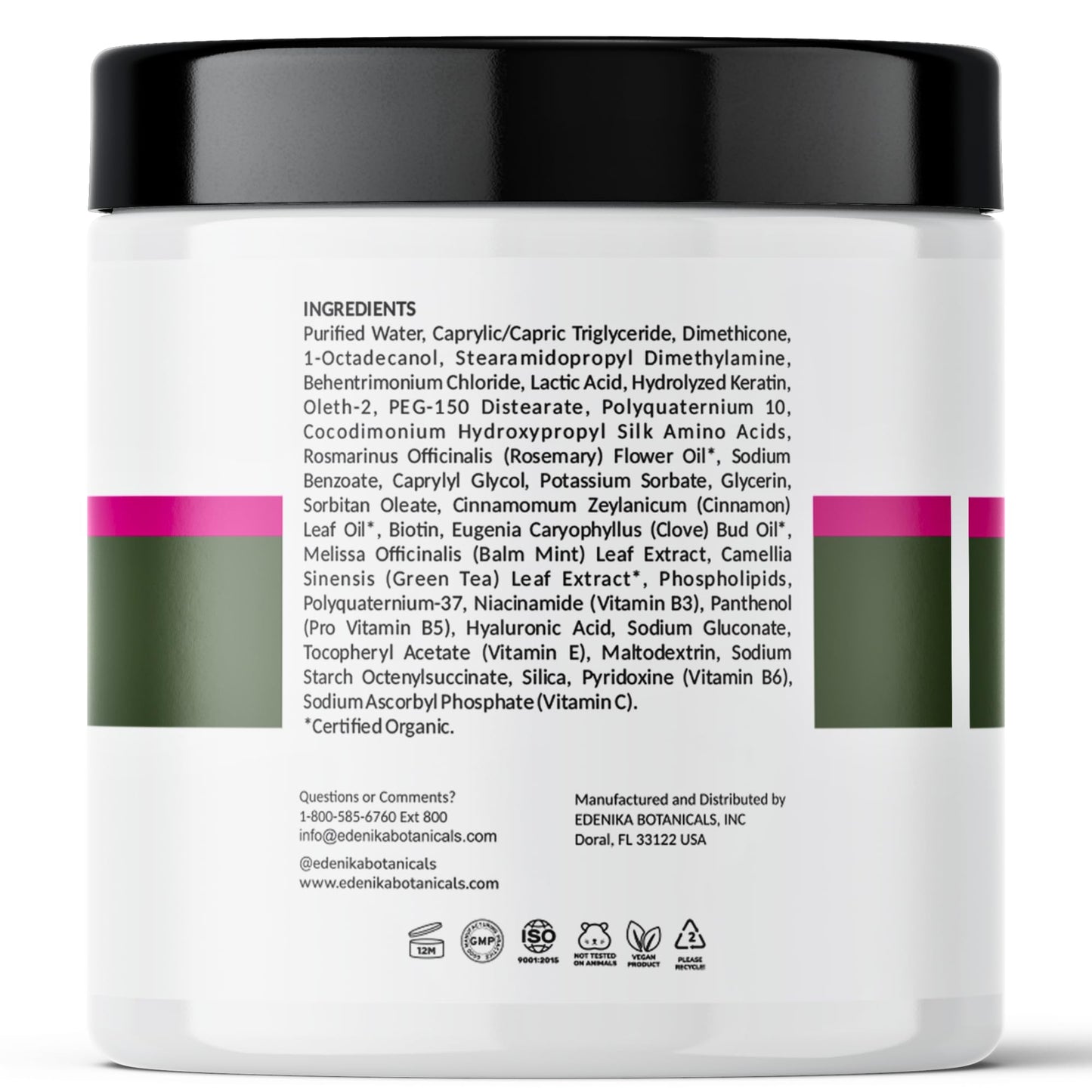 EDENIKA BOTANICALS Rosemary Hair Mask with Rosemary Oil & Biotin, Deep Conditioning Hair Treatment, Helps Strengthen Hair, Hydrates & Moisturizes, Supports Thicker-Looking Hair, Sulfate-Free