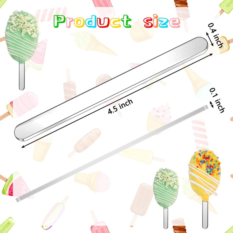 Romooa 30 Pieces Acrylic Sticks Reusable Cakesicle Cake Pop Mold Mirror Ice Pop Sticks Ice Cream Cakesicle Mold for Home Cake Candy Gifts Party Craft