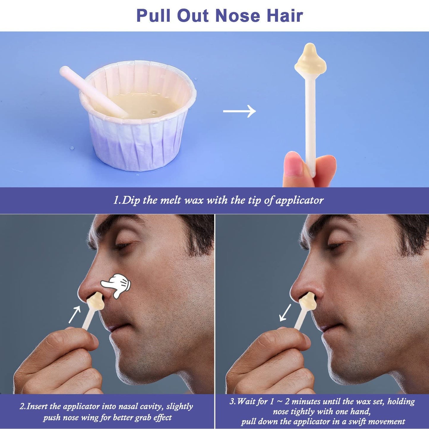 Nose Wax Kit, Nose Hair Wax Kit with 20 Applicators, Quick & Painless Nose Waxing Kit for Men and Women, Nose Hair Remover Kits Used 10 Times Usage