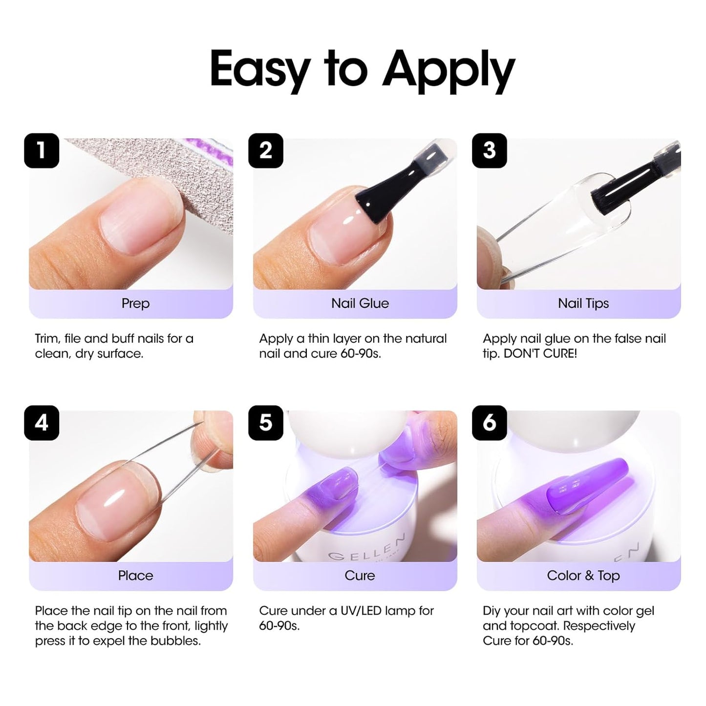 Gellen Gel Nail Glue - 4-in-1 UV Acrylic Nail Extension Adhesive | 2 Pcs for Press-On & False Nails