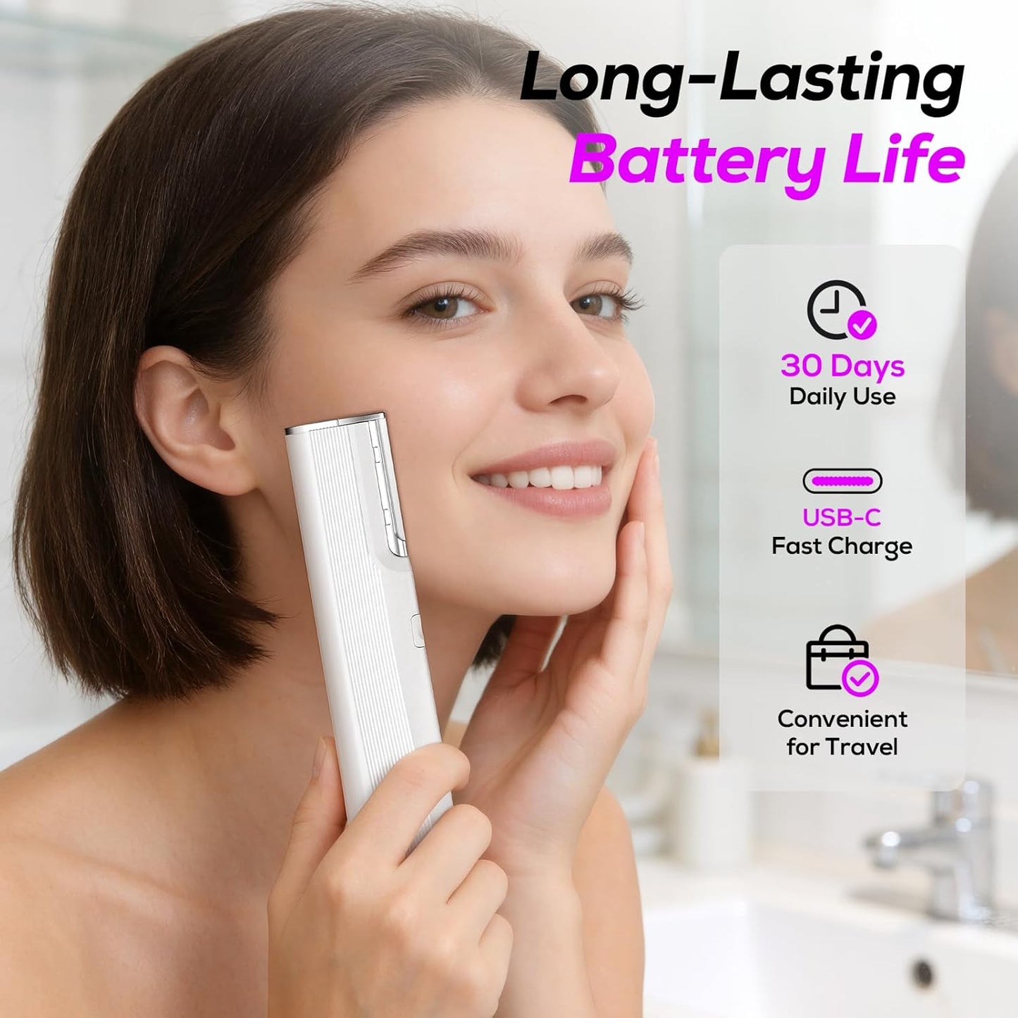 Dermaplane Razor for Women - Painless Sonic Exfoliation Tool with 10 Micro Mesh Blades | Off-White