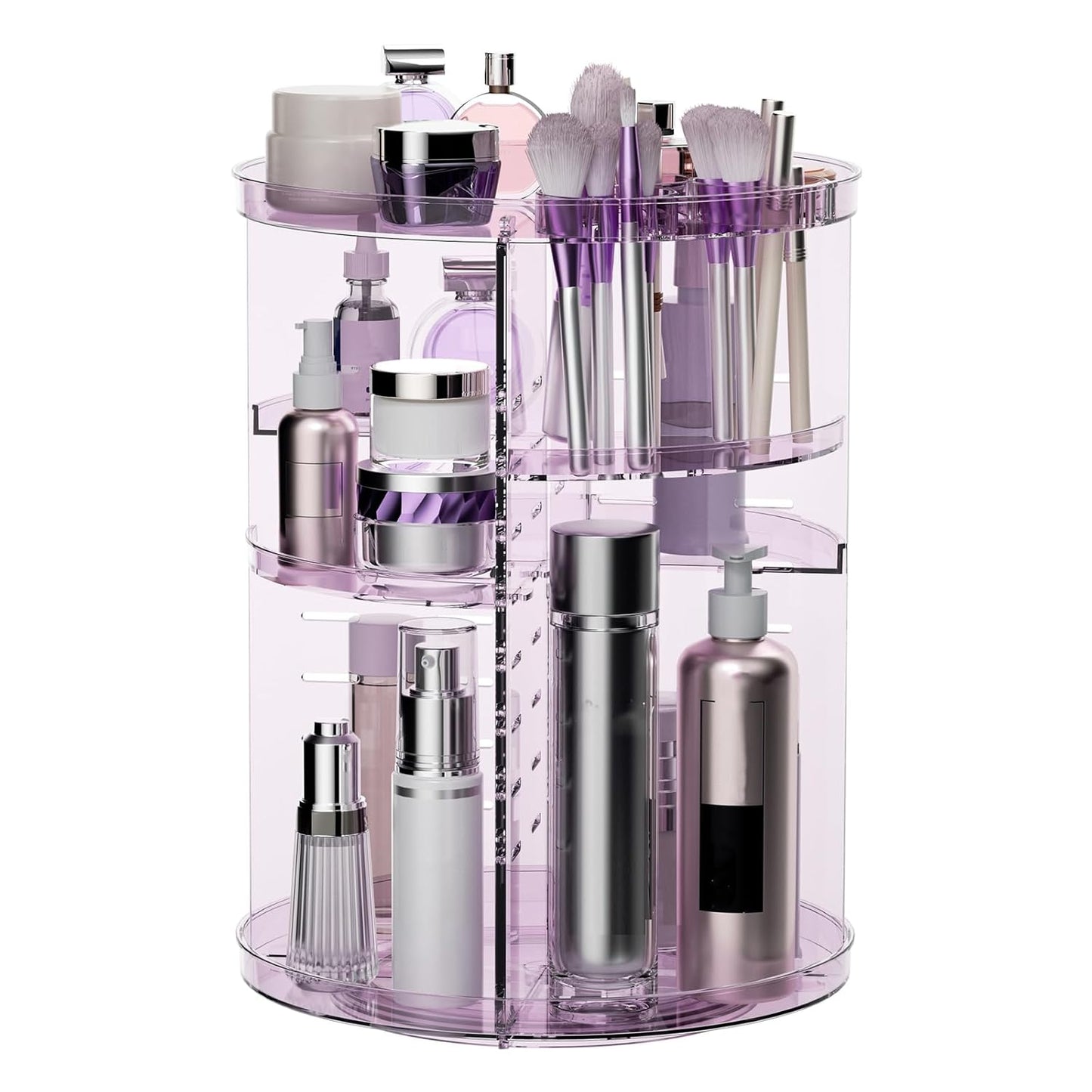 Rotating Makeup Organizer - DIY 8-Layer Spinning Skincare Storage | Multi-Function Cosmetic Display Case with Brush Holder & Perfume Tray