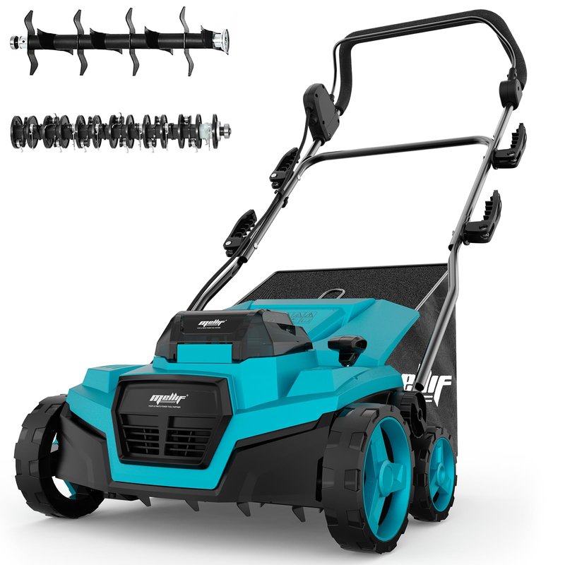 36V 15" Brushless Cordless Electric Dethatcher and Scarifier Compatible with Makita 18V Battery(Tool Only), w/12Gal Thatch Collection Bag, 5-Depth Adjustment, Quick-Fold, Walk Behind for Lawn Care