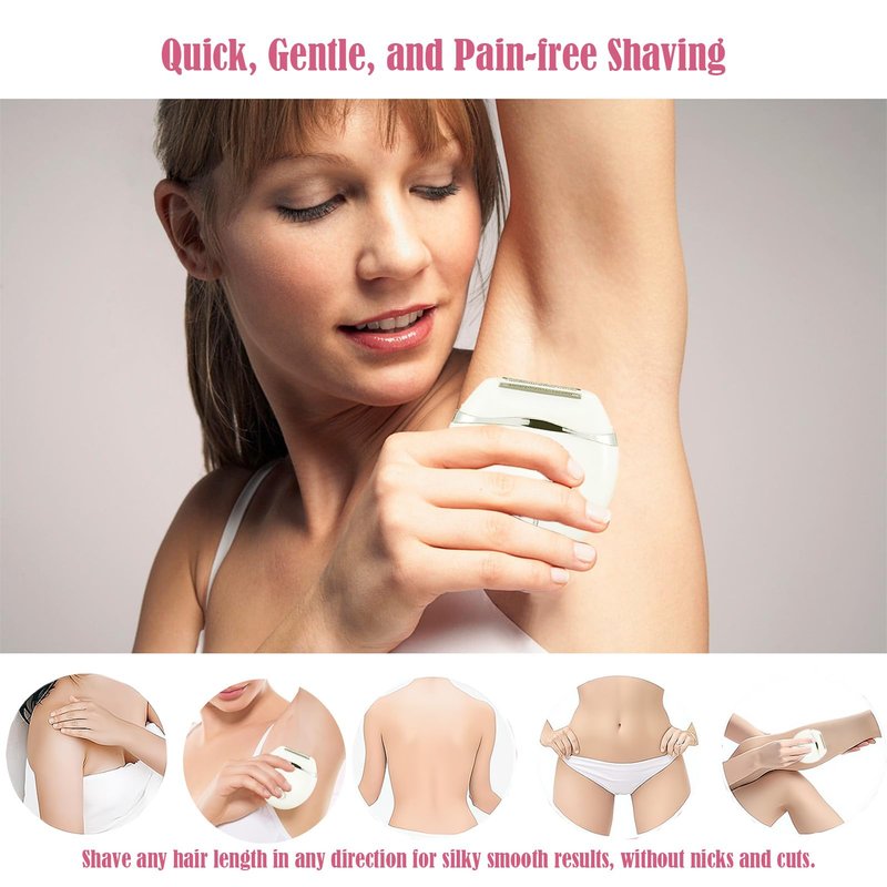 Electric Shaver for Women - Cordless, Compact, Rechargeable Razor for Wet & Dry, Painless On-the-Go Hair Removal for Legs, Underarms, Bikini - BEAUTISILK