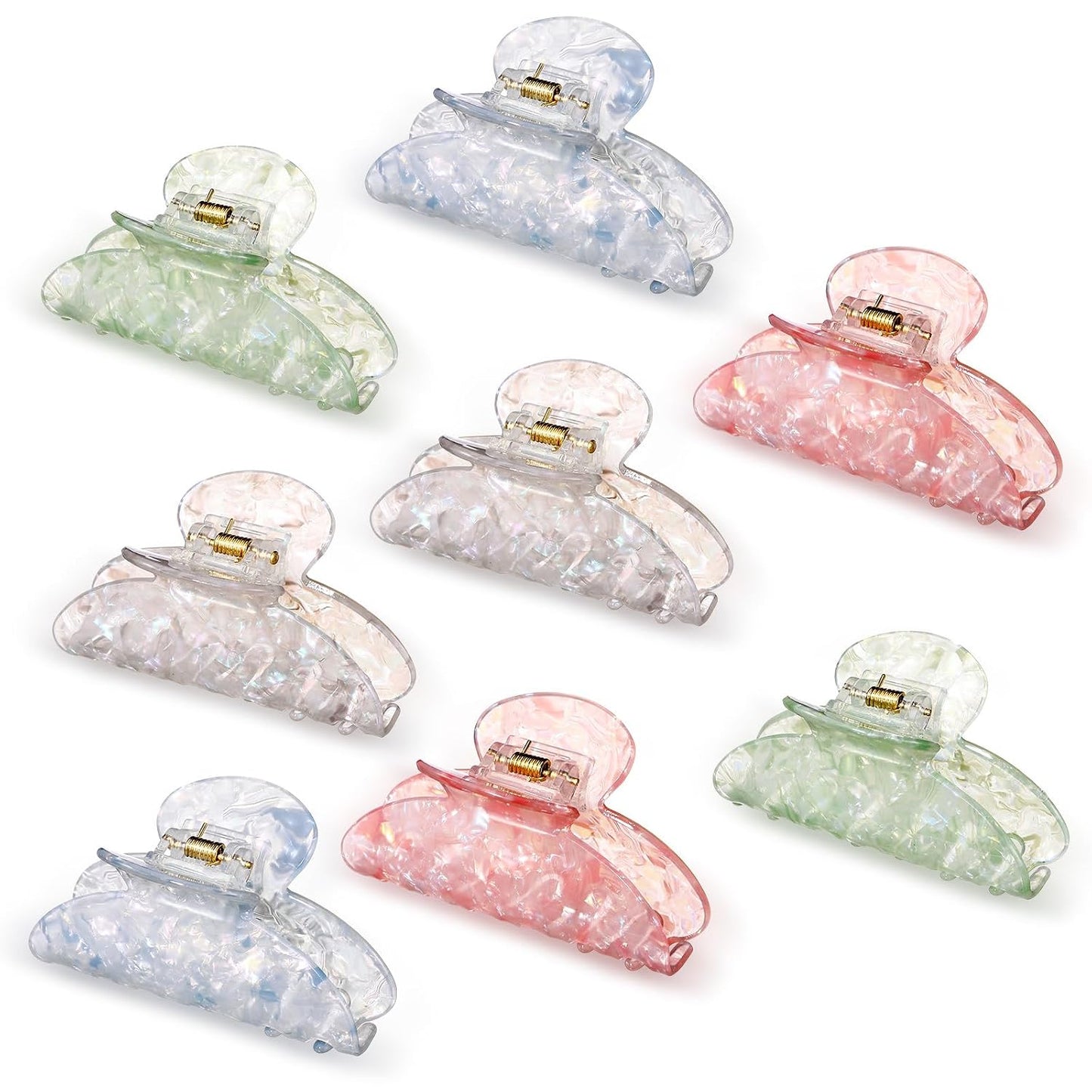 Large Acrylic Hair Claw Clips for Women - 8 Pcs Non-Slip Strong Hold | French Turquoise Color