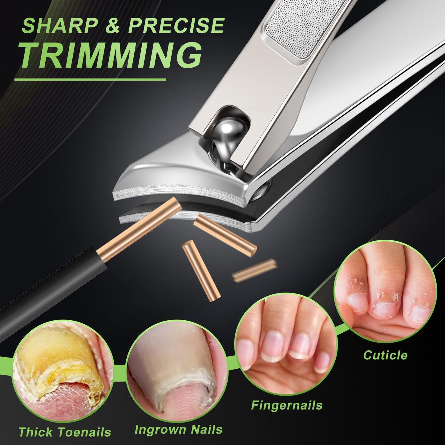 Ingrown Toenail Clippers, Slanted Nail Clippers for Thick Nails for Seniors, Edgy Angled Finger Nail Cutters for Adult, Men, Women with Curved Blade, Nail File