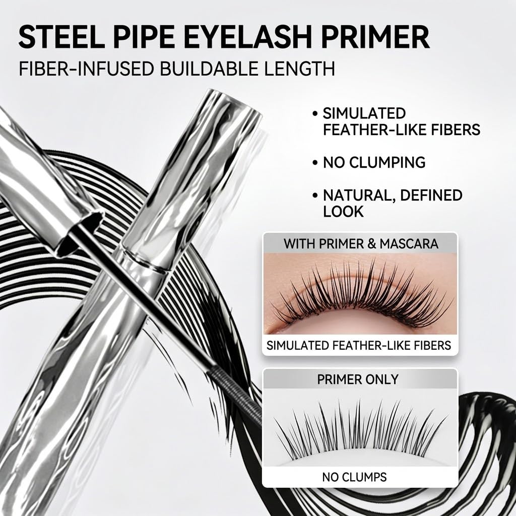 Dulhantocosh Waterproof Fiber Mascara, Tubular Eyelash Primer, Natural Non-smudged & Smudge-Resistant for Defined Lashes, Washable Waterproof, Lengthening and Long-Lasting (Black&Brown)